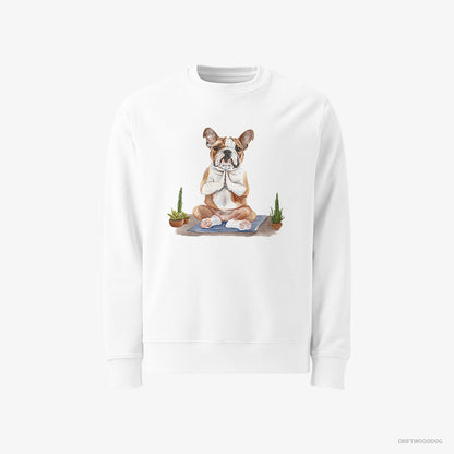 Bulldog Meditating during Yoga White Sweatshirt