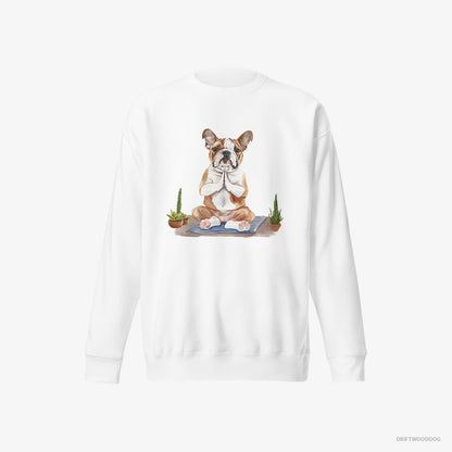 Bulldog Meditating during Yoga White Sweatshirt