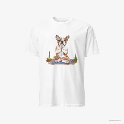 Bulldog Meditating during Yoga White T-Shirt