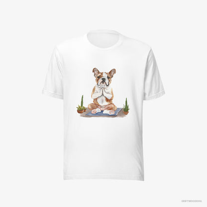 Bulldog Meditating during Yoga White T-Shirt