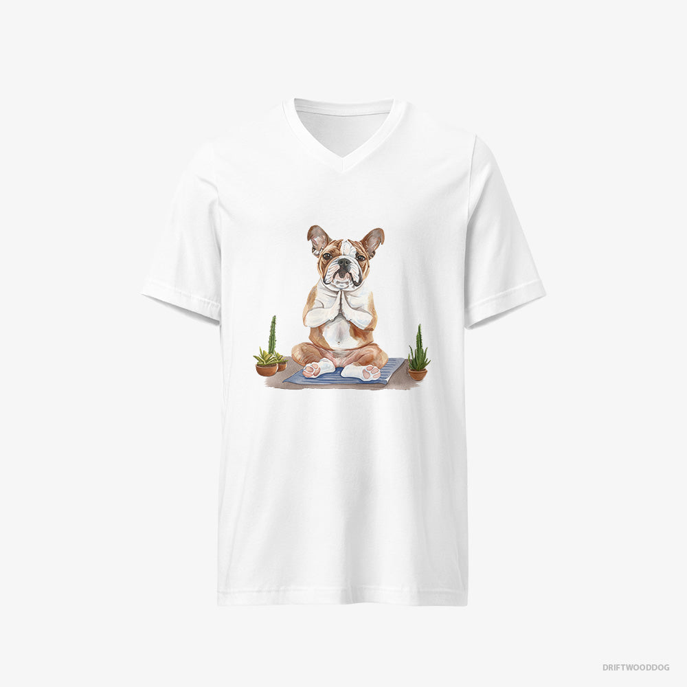 Bulldog Meditating during Yoga V-Neck T-Shirt