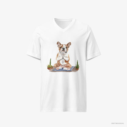 Bulldog Meditating during Yoga White T-Shirt