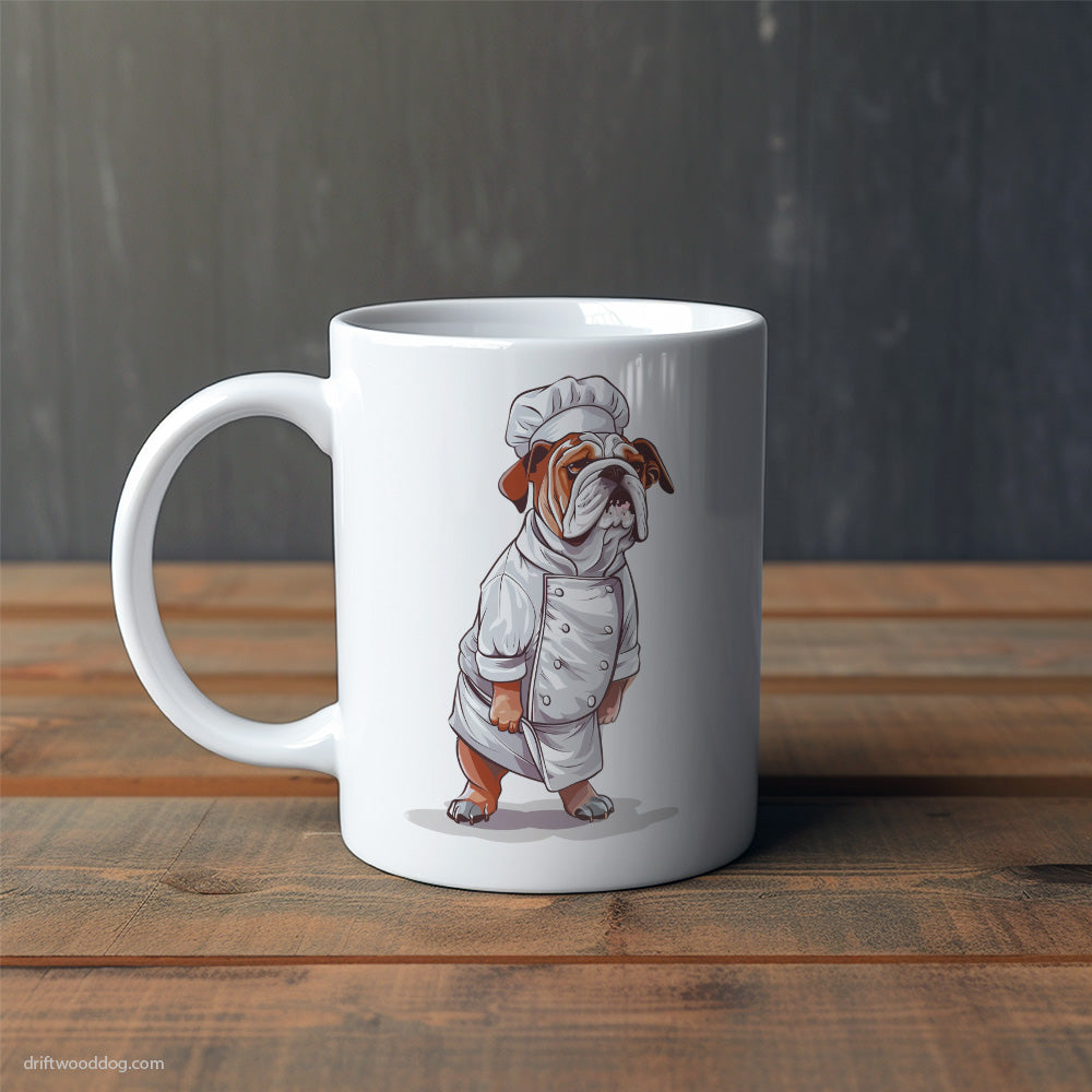 Tired Bulldog Dressed as a Chef Mug – Cute Dog-Themed Mugs | Perfect Gifts for Dog Lovers