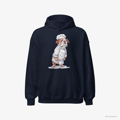 Bulldog Dressed as a Chef Navy Hoodie