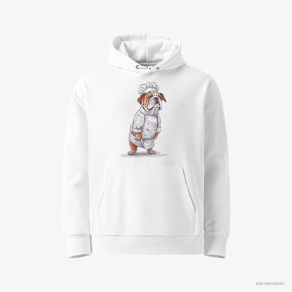 Bulldog Dressed as a Chef White Hoodie