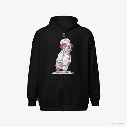 Bulldog Dressed as a Chef Black Hoodie