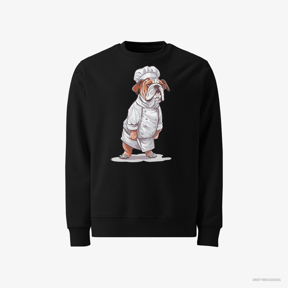 Bulldog Sweatshirt – Men Black Sweatshirt Classic – Dressed as a Chef (on White Background)