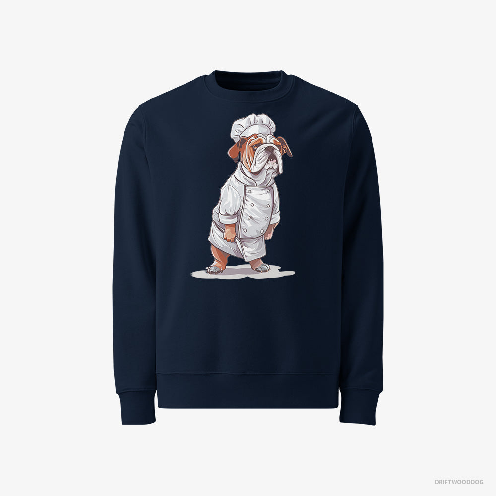 Bulldog Sweatshirt – Men Navy Sweatshirt Classic – Dressed as a Chef (on White Background)