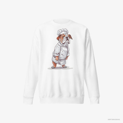 Bulldog Dressed as a Chef White Sweatshirt