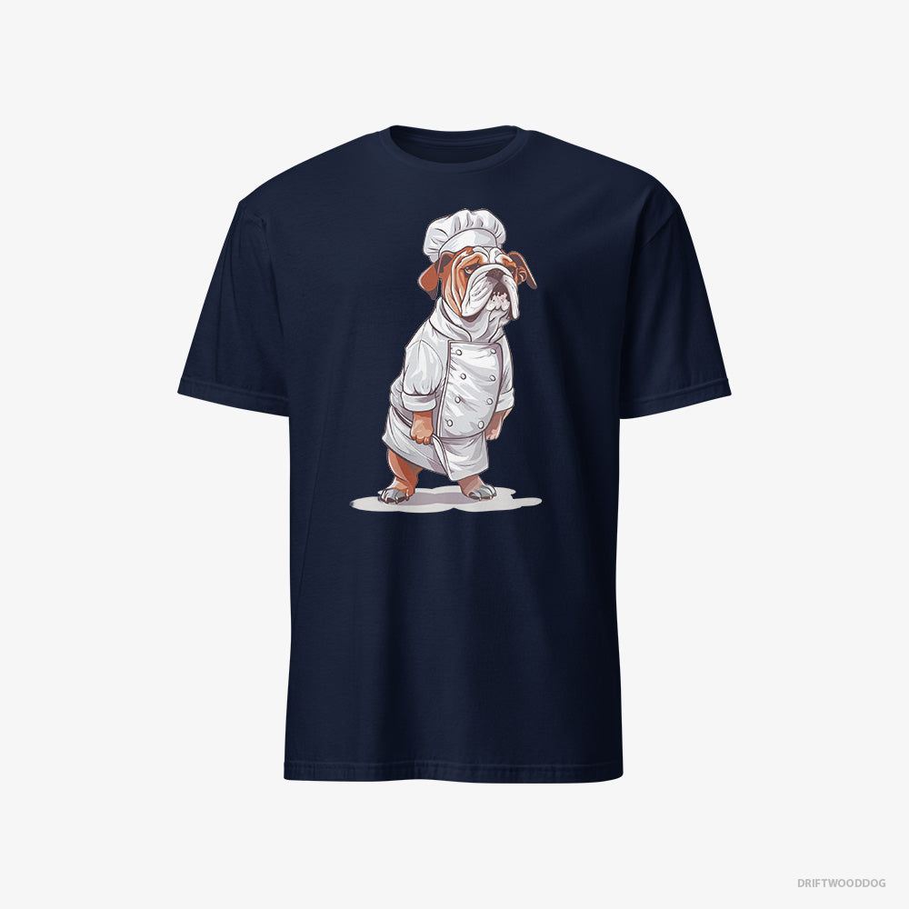 Bulldog T-Shirt – Men Navy T-Shirt Classic – Dressed as a Chef (on White Background)