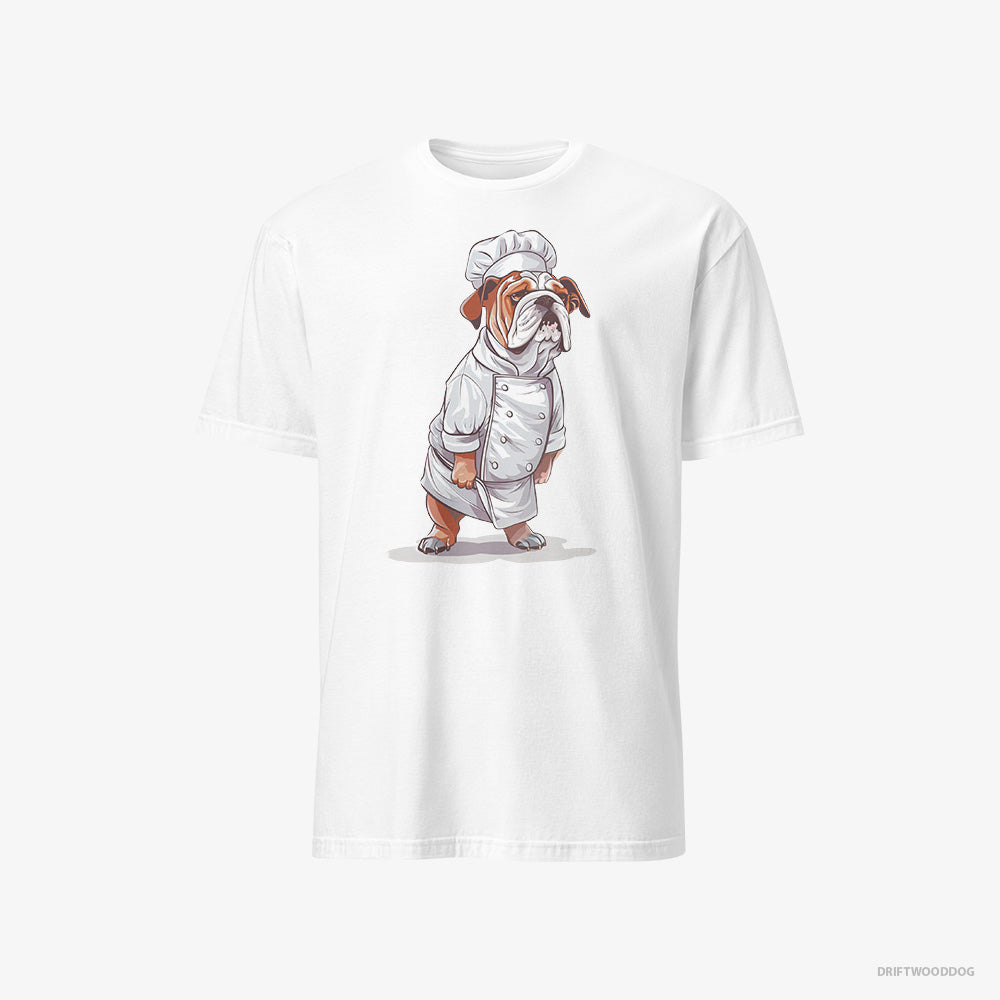 Bulldog T-Shirt – Men White T-Shirt Classic – Dressed as a Chef (on White Background)