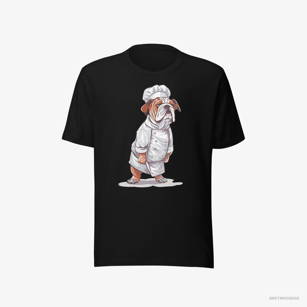 Bulldog T-Shirt – Men Black T-Shirt Eco-Friendly – Dressed as a Chef (on White Background)