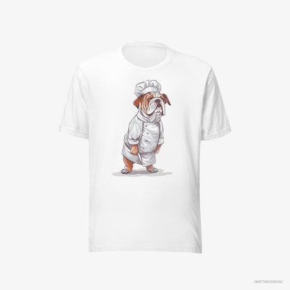 Bulldog T-Shirt – Men White T-Shirt Eco-Friendly – Dressed as a Chef (on White Background)