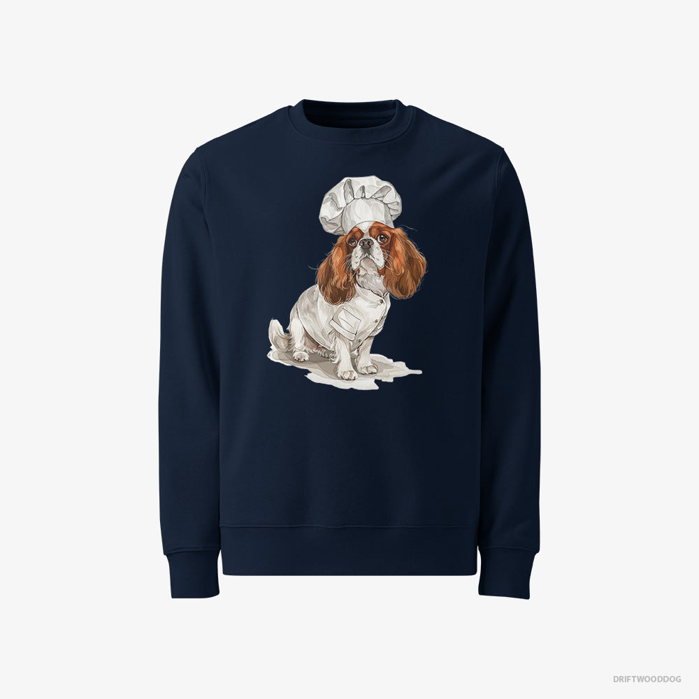 Cavalier King Charles Spaniel Sweatshirt – Men Navy Sweatshirt Classic – Ready for Some Cooking (on White Background)