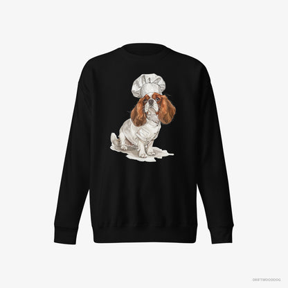 Cavalier King Charles Spaniel Sweatshirt – Men Black Sweatshirt Eco-Friendly – Ready for Some Cooking (on White Background)