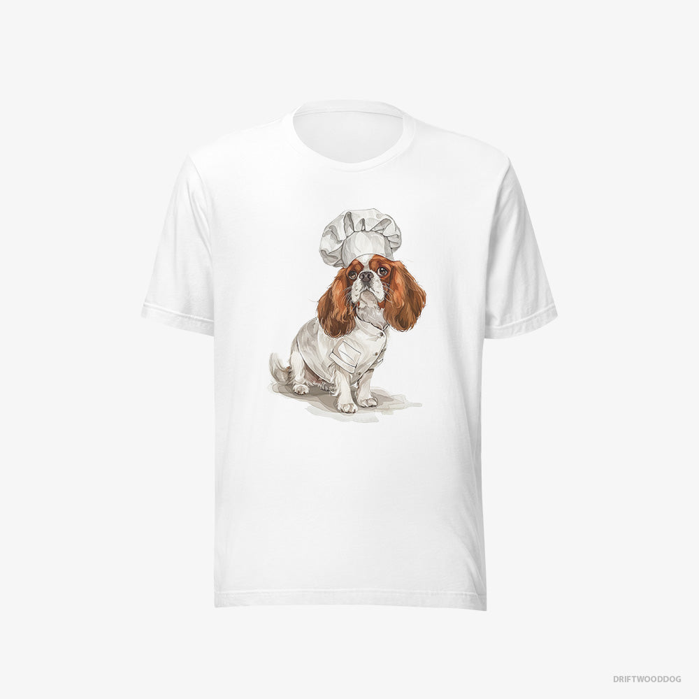 Cavalier King Charles Spaniel T-Shirt – Men White T-Shirt Eco-Friendly – Ready for Some Cooking (on White Background)