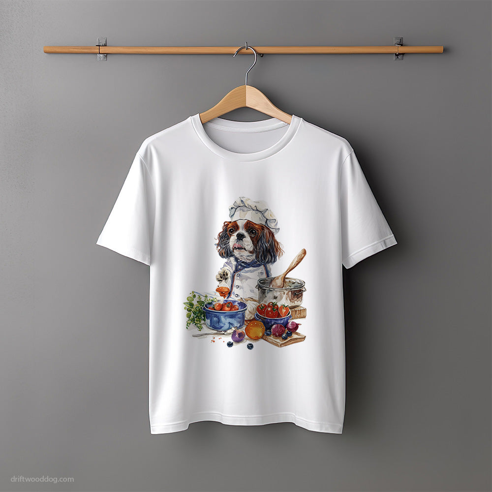 Cavalier King Charles Spaniel Cooking Meals in Kitchen T-Shirt – Unisex Tee for Dog Lovers