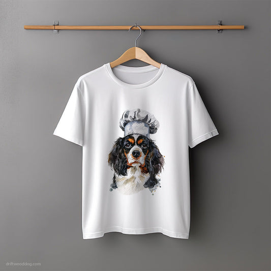 Cavalier King Charles Spaniel Wearing a Chef's Uniform T-Shirt – Unisex Tee for Dog Lovers