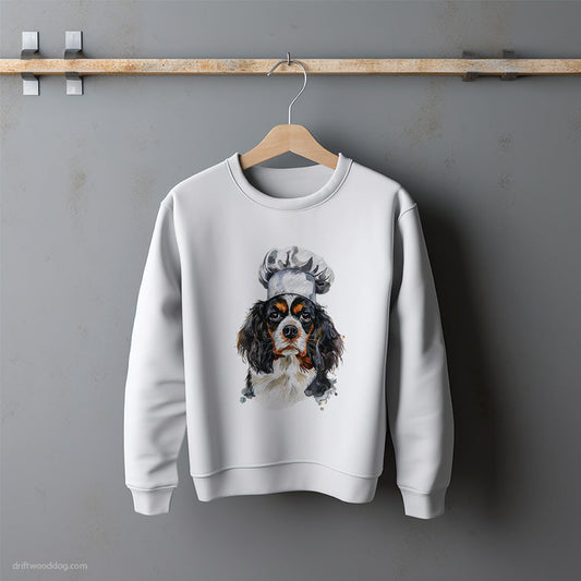 Cavalier King Charles Spaniel Wearing a Chef's Uniform Sweatshirt – Unisex Sweatshirt for Dog Lovers