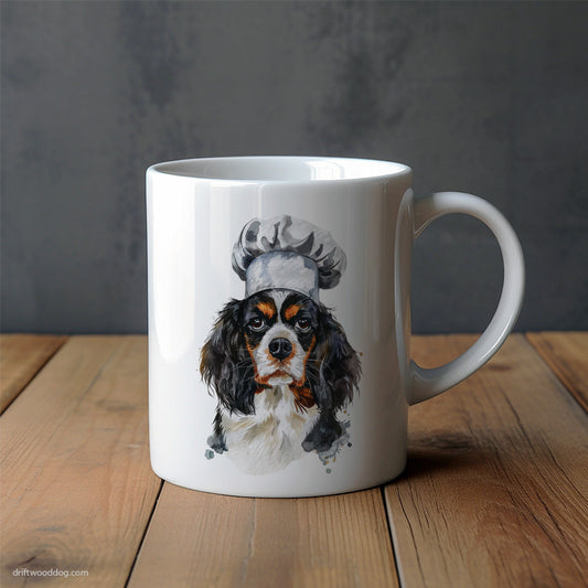 Cavalier King Charles Spaniel Wearing a Chef's Uniform Mug – Unique Dog Cups | Dog-Themed Mugs