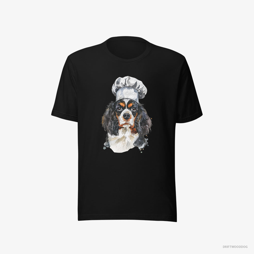 Cavalier King Charles Spaniel T-Shirt – Men Black T-Shirt Eco-Friendly – Wearing a Chef's Uniform (on White Background)