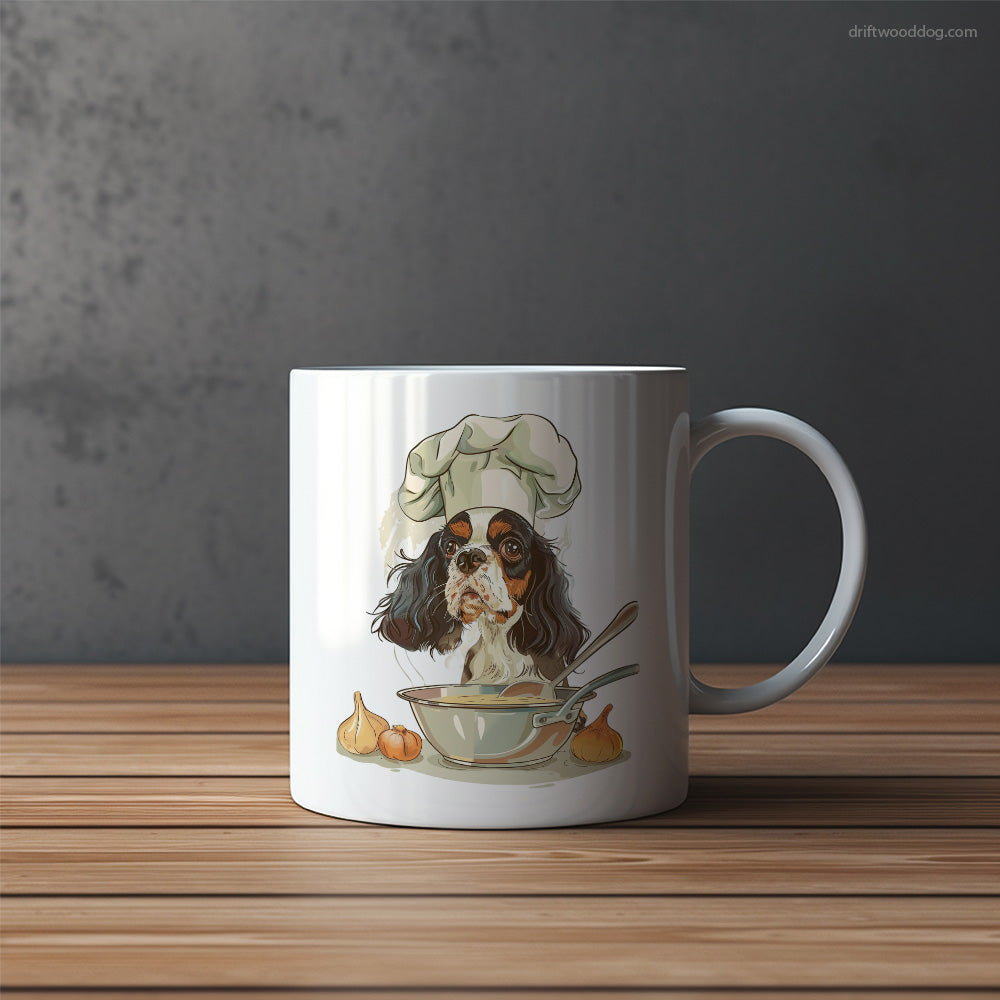 Cavalier King Charles Spaniel Making Food in the Kitchen Mug – Funny Dog Coffee Mugs | Quirky Canine Drinkware