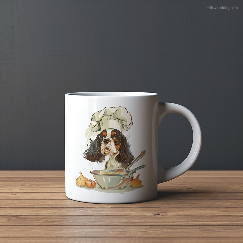 Cavalier King Charles Spaniel Making Food in the Kitchen Mug – Custom Dog Mugs | Personalized Pet Mugs