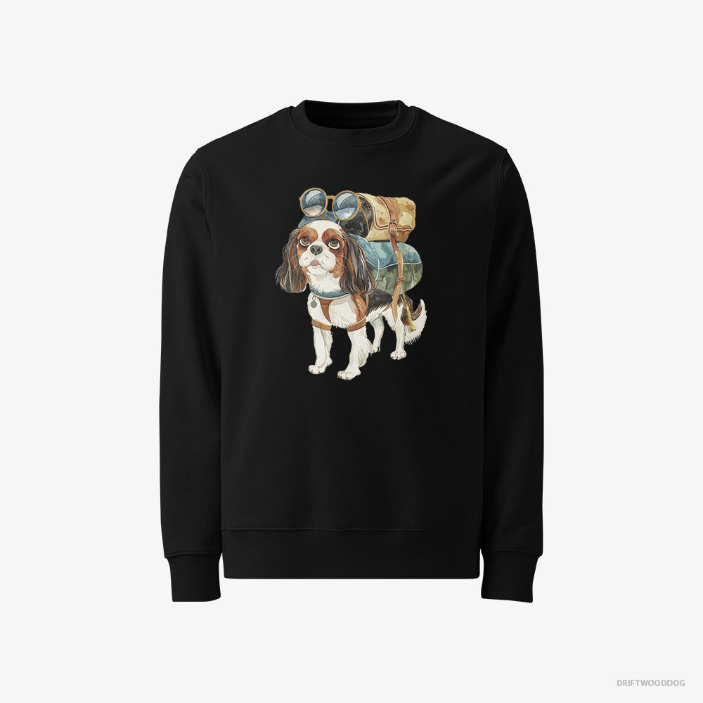 Cavalier King Charles Spaniel Sweatshirt – Men Black Sweatshirt Classic – Hiking (on White Background)