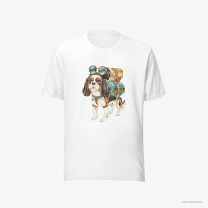 Cavalier King Charles Spaniel T-Shirt – Men White T-Shirt Eco-Friendly – Hiking (on White Background)