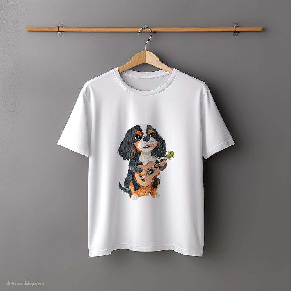 Cute Cavalier King Charles Spaniel Playing Guitar T-Shirt – Unisex Tee for Dog Lovers