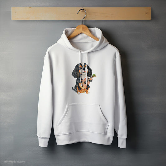 Cute Cavalier King Charles Spaniel Playing Guitar Hoodie – Unisex Hoodie for Dog Lovers