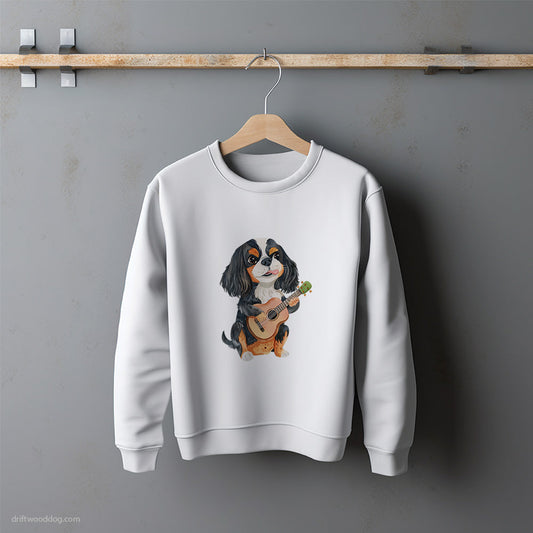 Cute Cavalier King Charles Spaniel Playing Guitar Sweatshirt – Unisex Sweatshirt for Dog Lovers