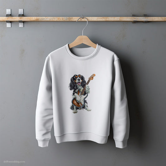 Cavalier King Charles Spaniel Playing Rock Guitar Sweatshirt – Unisex Sweatshirt for Dog Lovers