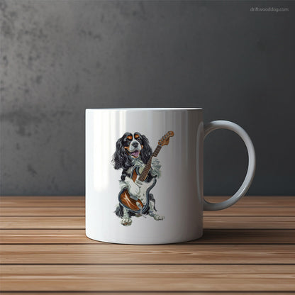 Cavalier King Charles Spaniel Playing Rock Guitar Mug – Funny Dog Coffee Mugs | Quirky Canine Drinkware