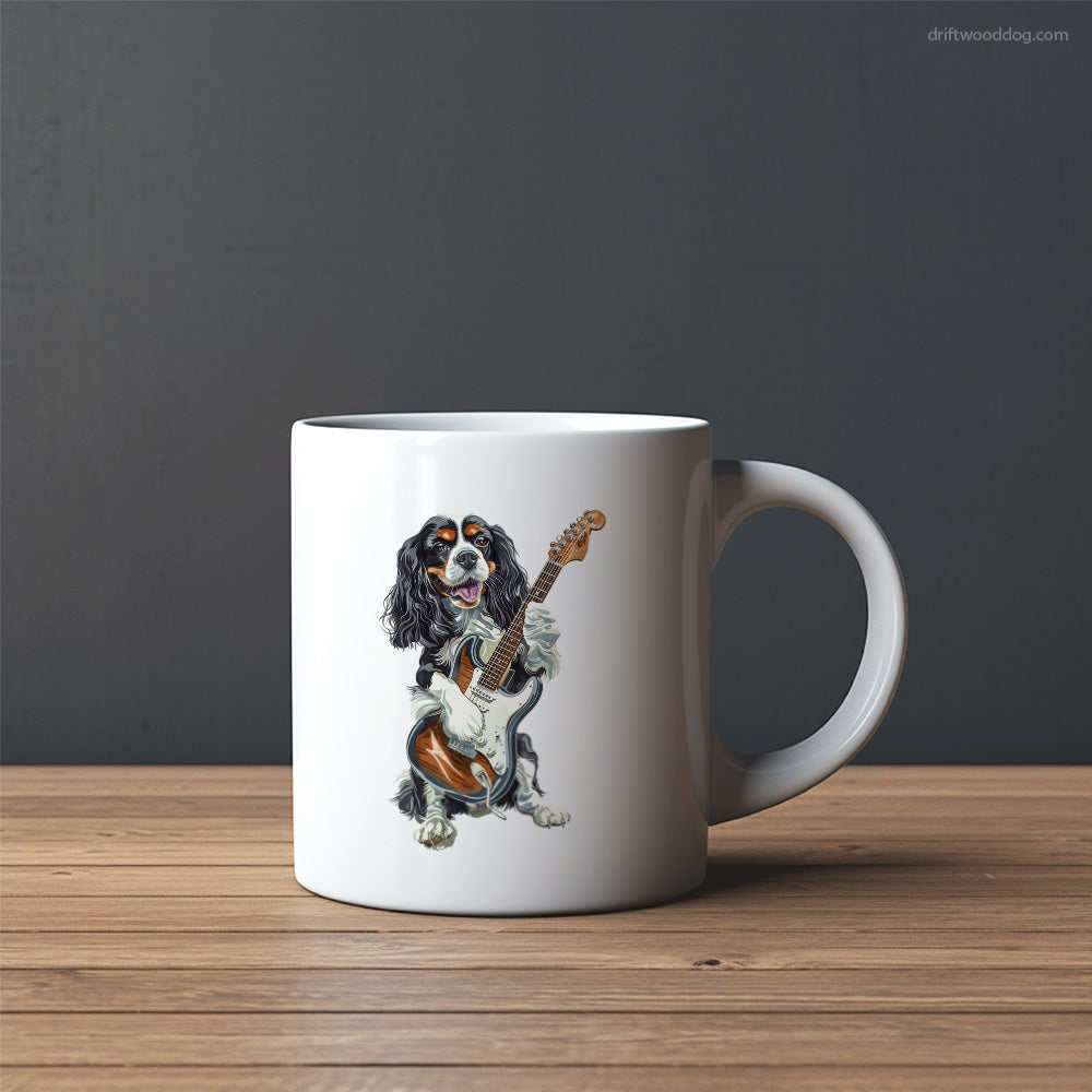 Cavalier King Charles Spaniel Playing Rock Guitar Mug – Custom Dog Mugs | Personalized Pet Mugs