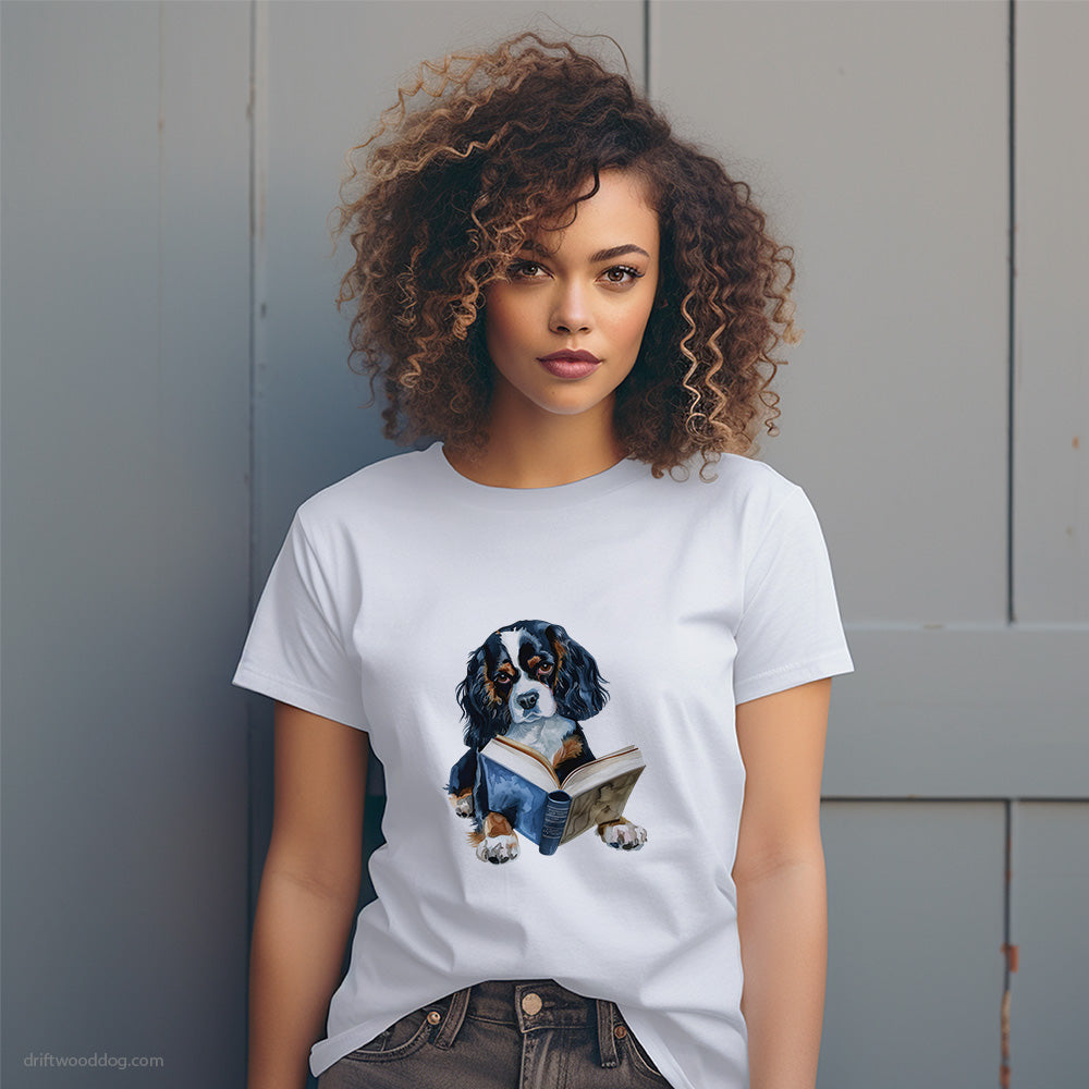 Cavalier King Charles Spaniel Reading a Book T-Shirt – Dog T-Shirt for Women