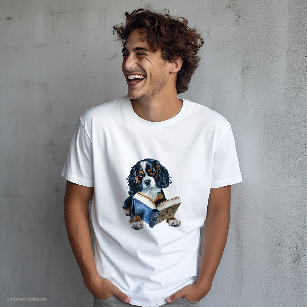 Cavalier King Charles Spaniel Reading a Book T-Shirt – Dog T-Shirt for Men