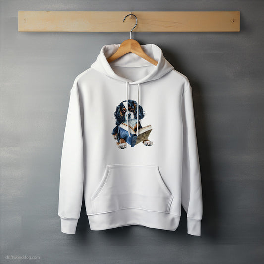 Cavalier King Charles Spaniel Reading a Book Hoodie – Unisex Hoodie for Dog Lovers