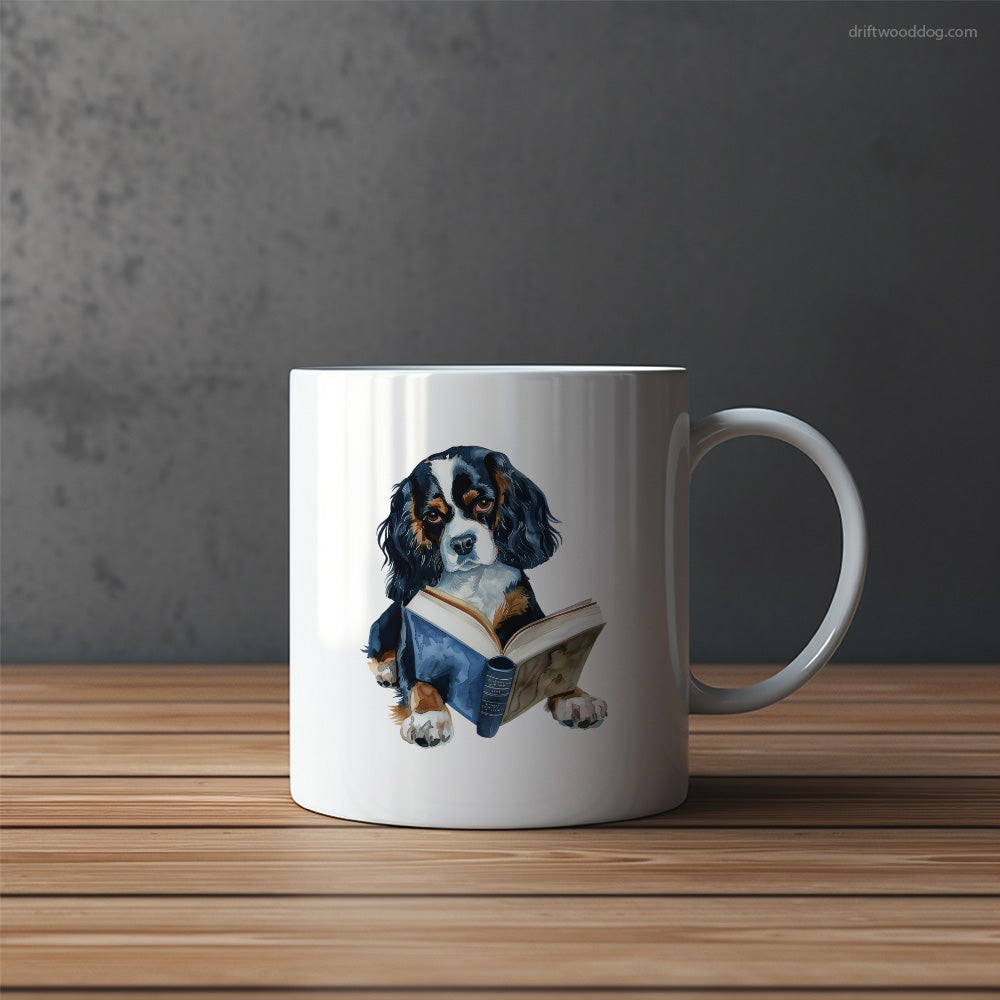 Cavalier King Charles Spaniel Reading a Book Mug – Funny Dog Coffee Mugs | Quirky Canine Drinkware