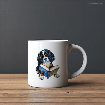 Cavalier King Charles Spaniel Reading a Book Mug – Custom Dog Mugs | Personalized Pet Mugs