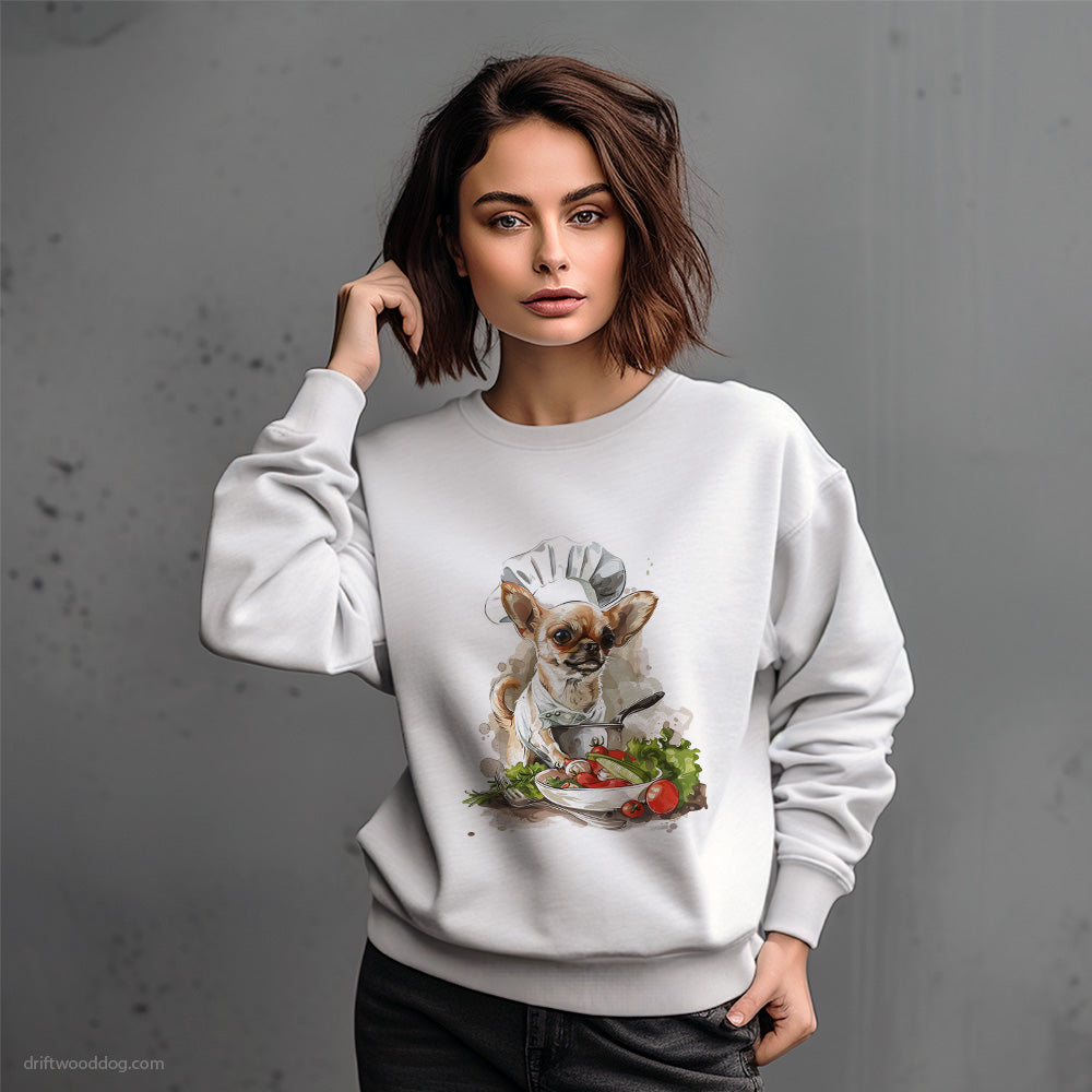 Chihuahua Preparing Meals in the Kitchen Sweatshirt – Dog-Themed Gifts for Dog Lovers