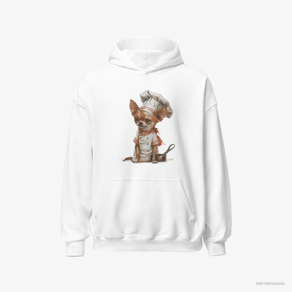 Chihuahua Hoodie – Men White Hoodie Classic – Set for Cooking (on White Background)