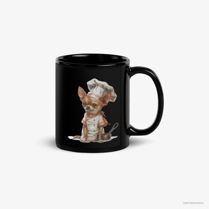 Chihuahua Mug – Unisex Black Mug Classic – Set for Cooking (on White Background)