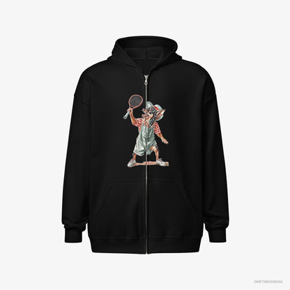 Chihuahua Playing Tennis on the Tennis Court Black Hoodie