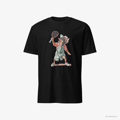 Chihuahua Playing Tennis on the Tennis Court Black T-Shirt