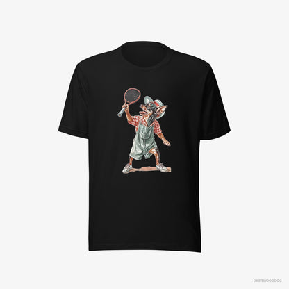 Chihuahua Playing Tennis on the Tennis Court Black T-Shirt