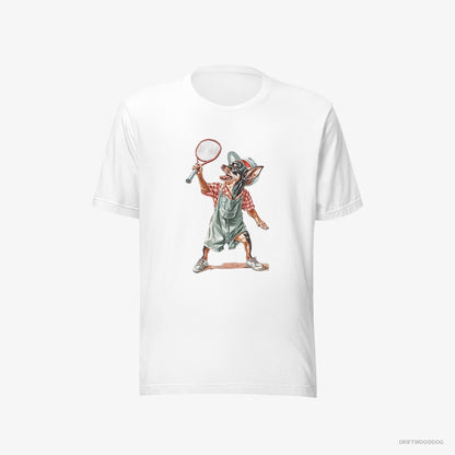 Chihuahua Playing Tennis on the Tennis Court White T-Shirt