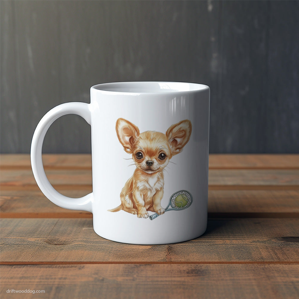 Cute Chihuahua Ready for Hitting the Tennis Court Mug – Cute Dog-Themed Mugs | Perfect Gifts for Dog Lovers