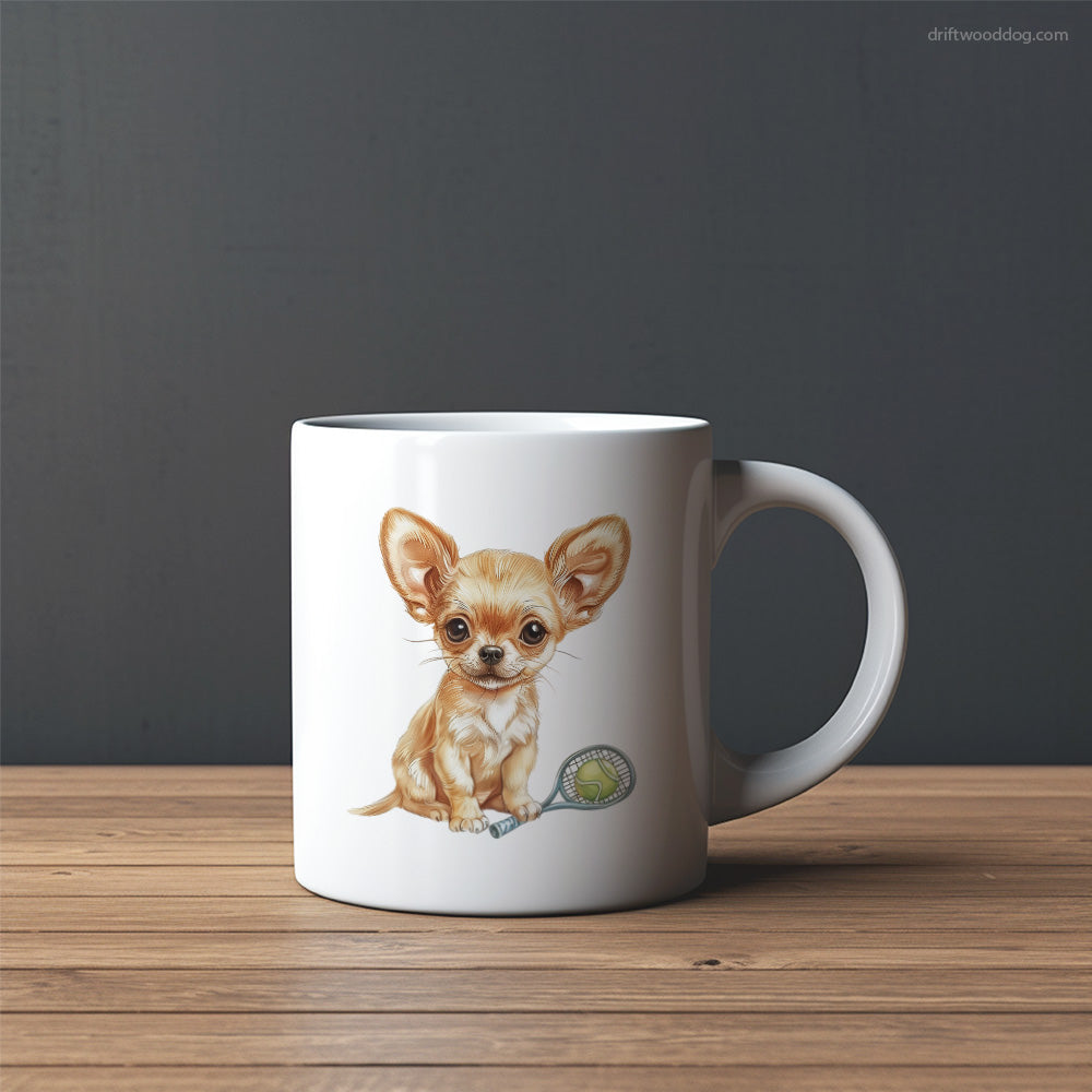 Cute Chihuahua Ready for Hitting the Tennis Court Mug – Custom Dog Mugs | Personalized Pet Mugs