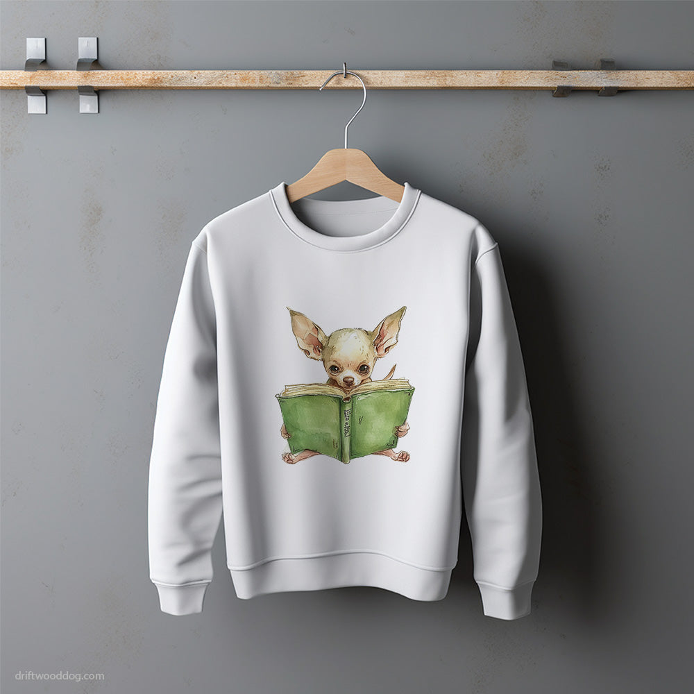 Chihuahua Reading a Book Sweatshirt – Unisex Sweatshirt for Dog Lovers